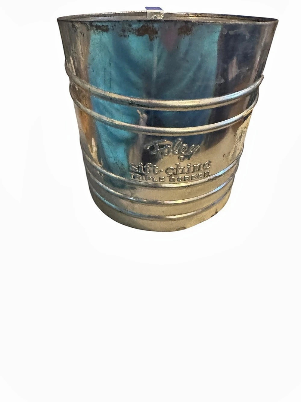 Vintage Foley Sift-Chine Triple Screen Flour Sifter Metal Hand Crank